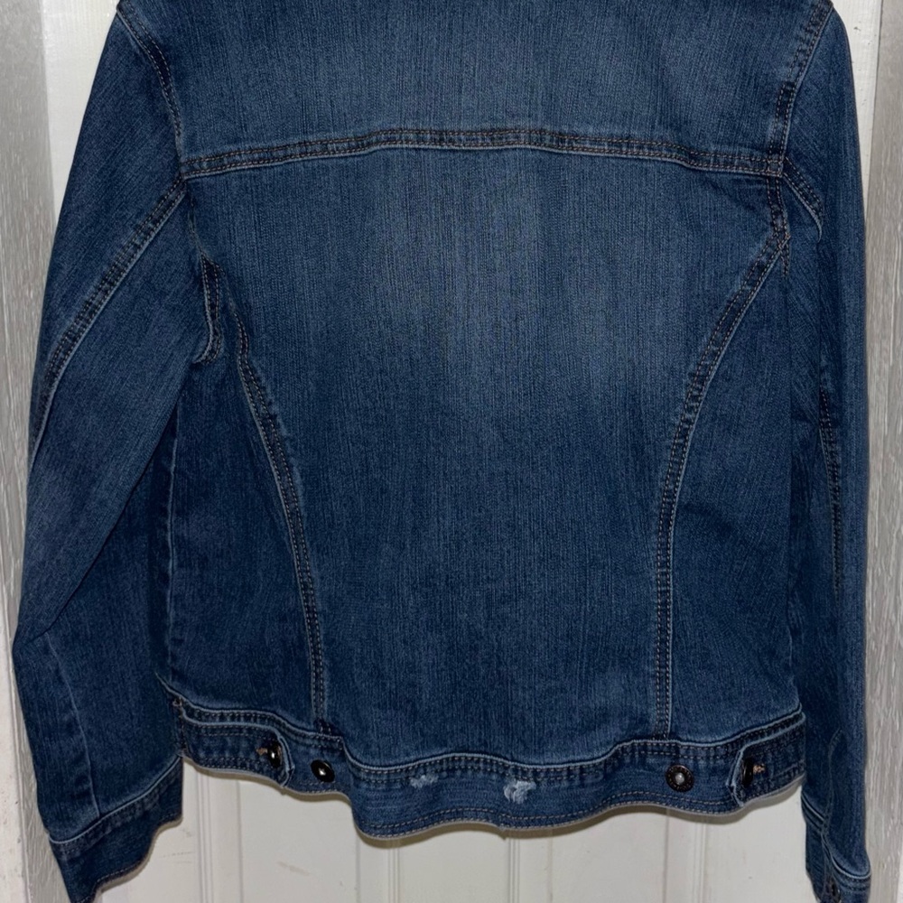 Style & Co Denim Jacket Women’s Large Dark Wash…Excellent - Picture 2 of 3